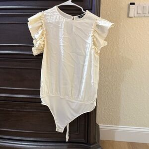 Express Cream Ruffled Bodysuit